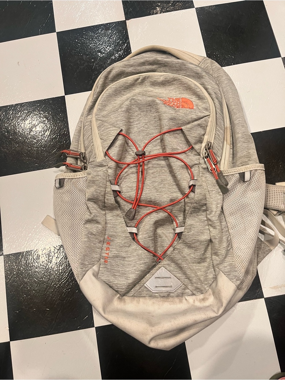 The North Face Light Gray Backpack with Orange Accents JESTER